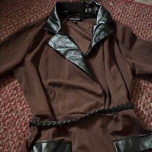 Brown dress with Black leather Accents
